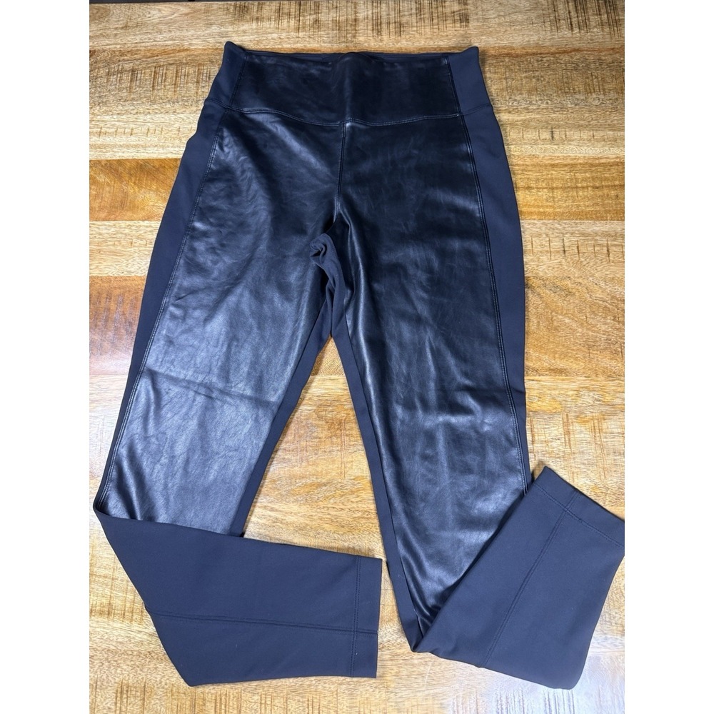 Athleta Delancey‎ Shine Tight Leggings Womens Medium Black Vegan Faux Leather
